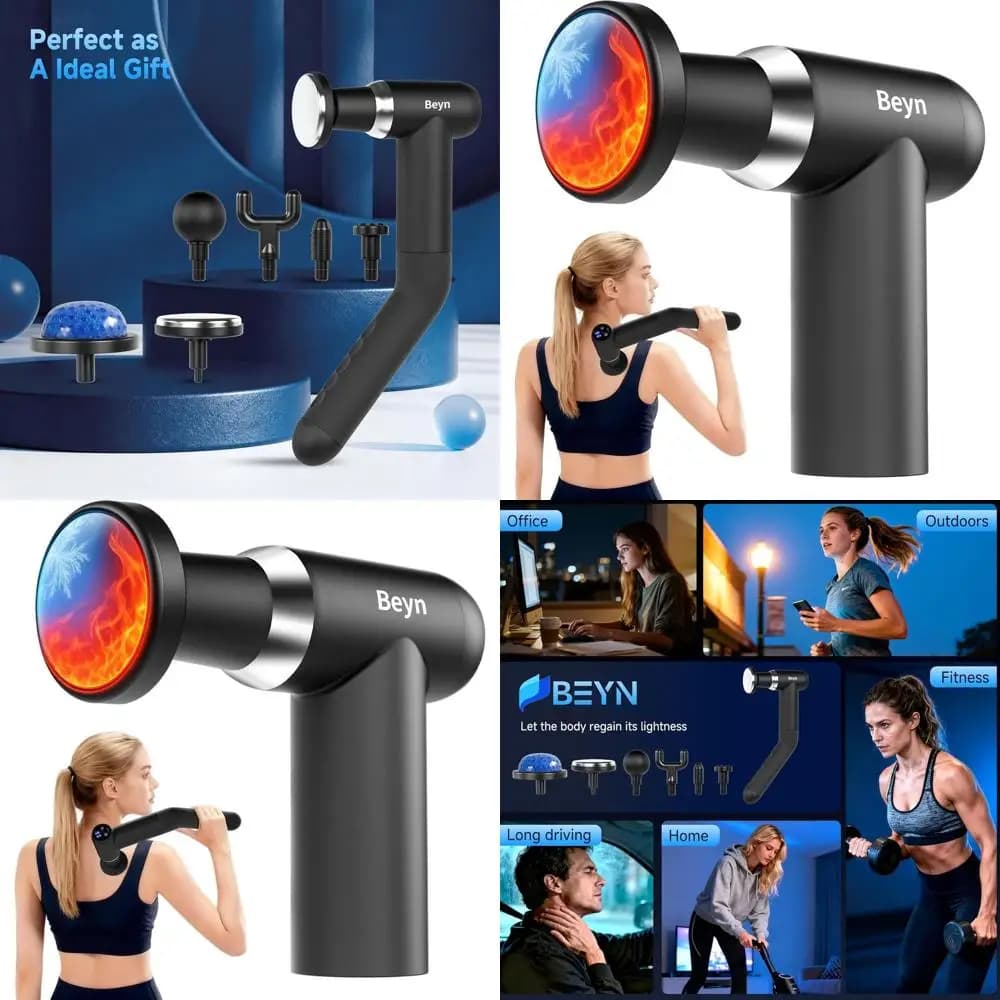 Pistola per Massaggio con Manico Esteso e 6 Accessori, Sollievo Profondo dei Tessuti, Display LCD per Dolori alla Schiena e Muscolari