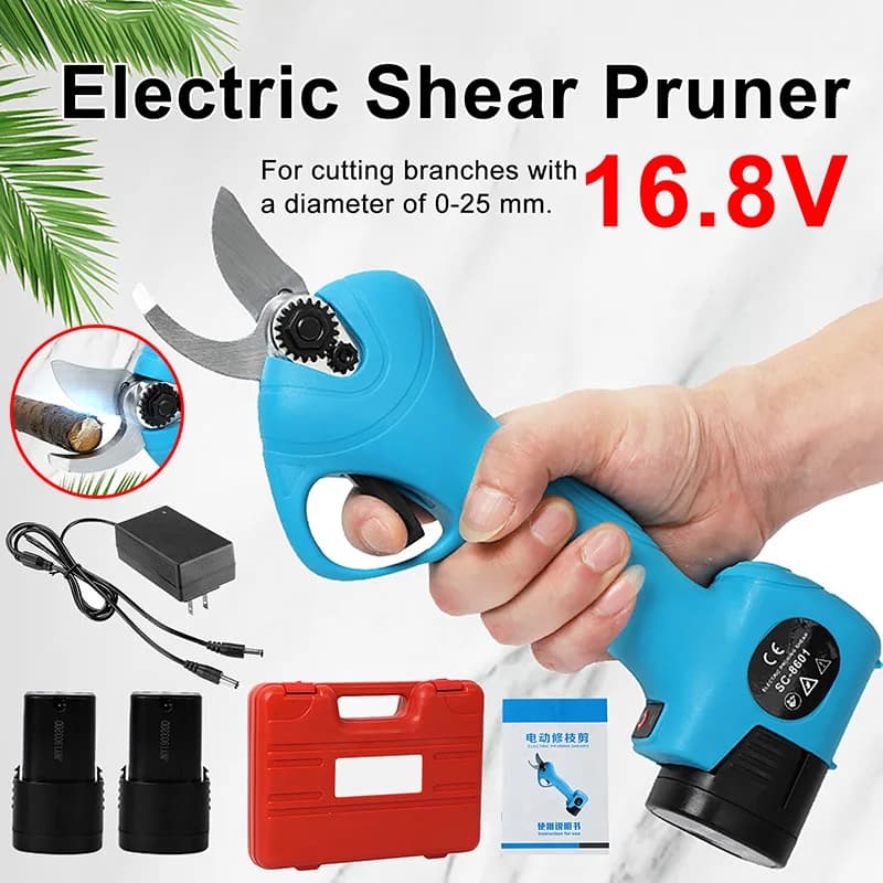 Electric Garden Pruning Scissors For 0-25mm Branches Pruning Shears 16.8V Electric Scissors With 1-2Pcs 2000mAh Lithium Battery