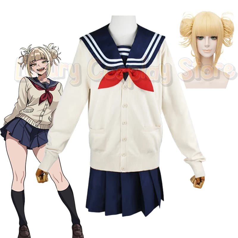 Cosplay Costume Anime My Hero Himiko Toga, JK School Uniforms, Navy Blue Navy Blue Sweater, Women's Dress for Halloween