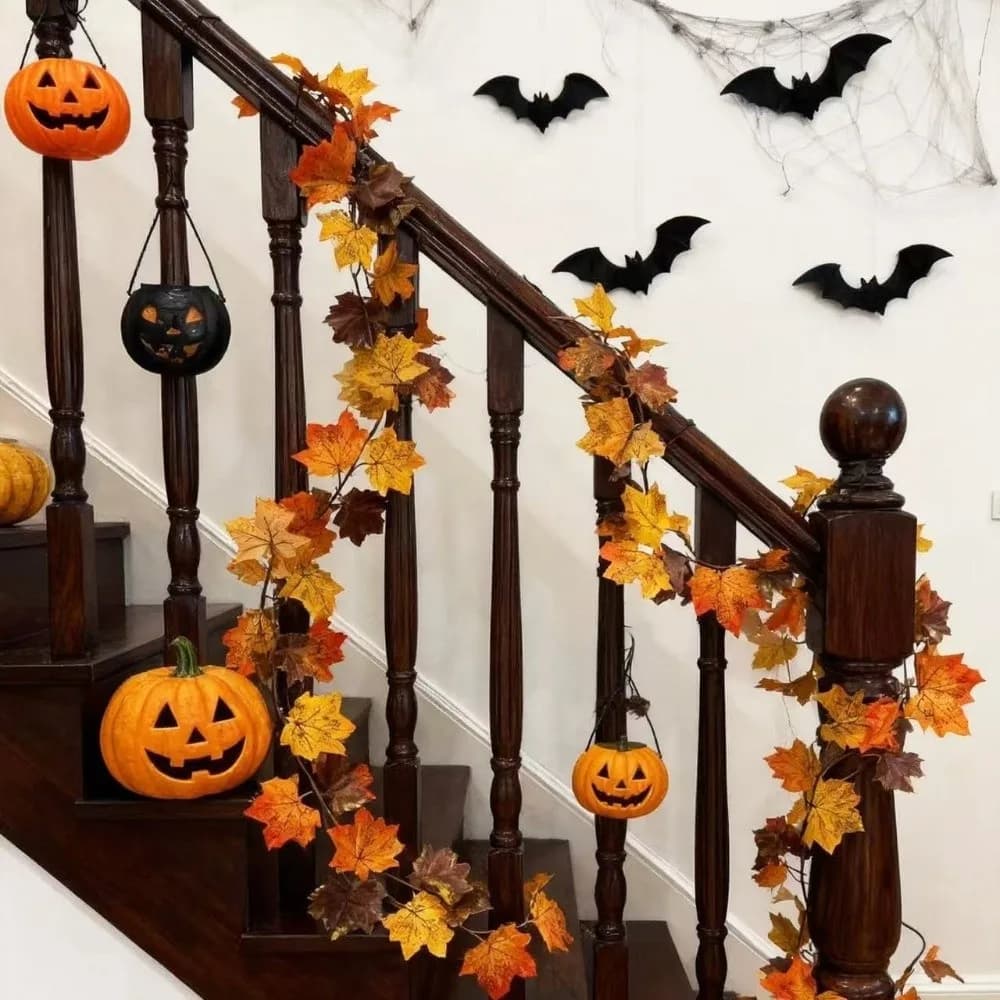 2 Meters Artificial Maple Leaf Garland Hanging Vine DIY Craft Fake Plants Leaf Vines Flexible Floral Plants Fall Atmosphere Prop