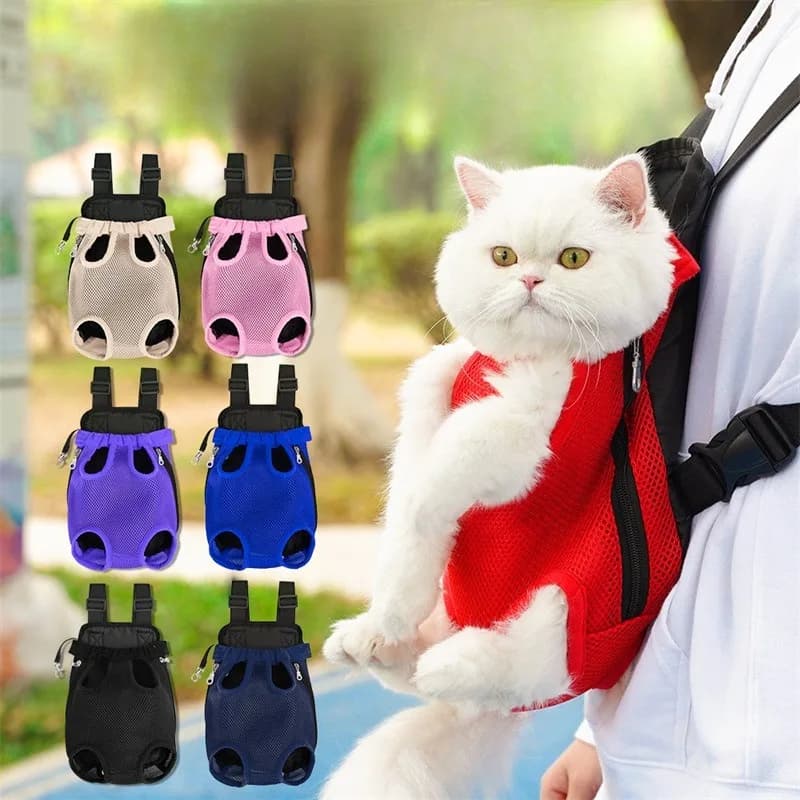 Zaino per cani da compagnia Zaino per animali portatile in rete traspirante Borsa per animali a doppia spalla intrecciata in poliestere per avventure all'aria aperta