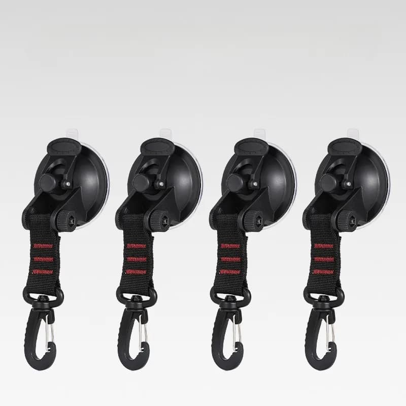 Set di 4 Ventose Resistenti con Ganci, Accessorio per Teli da Campeggio e Auto, Silicone Viscoso ad Alta Potenza e Gancio di Fissaggio