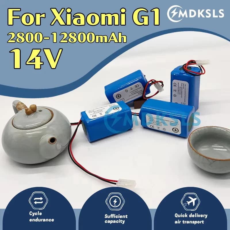 New 14.8V 12800mAh 4S1P Li-ion Battery Pack 14.4v, For XIAOMI MIJIA Mi Robot Vacuum-Mop Essential G1 MJSTG1, SKV4136GL R30R35