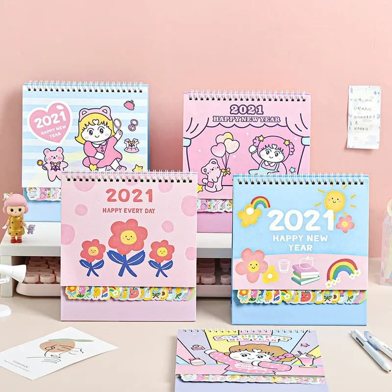 Agenda Calendario desktop perpetuo 2020 2021 Organizzatore Diario Planner giornaliero Notebook Riviste Adesivo Forniture per ufficio Cancelleria