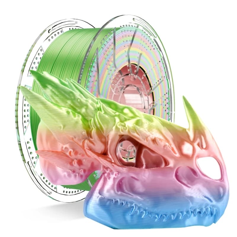 Conjure Silk PLA Rainbow Multicolor 1.75mm Double/Three Colors Fast Plastic Filament 1KG For 3D Printer Materials
