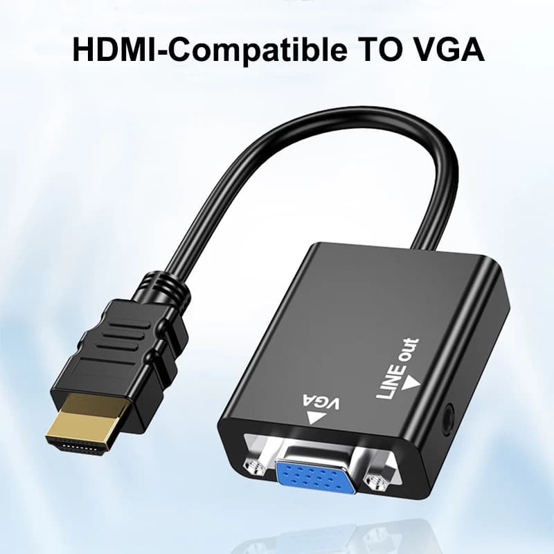 HDMI compatible adapter from 1.4 to VGA with 3.5 mm audio male HDTV to VGA female converter port from HDTV output VGA Video HDTV 1080P