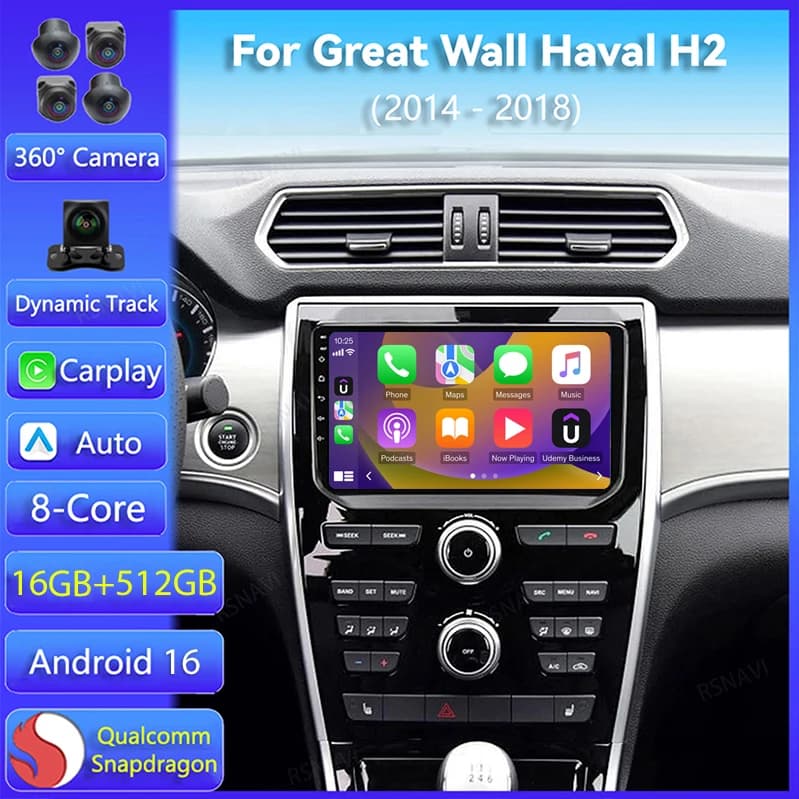 Autoradio Android 16 con Carplay per Great Wall Haval H2 2014-2018, Schermo 2K, Lettore Multimediale GPS, Stereo 2din