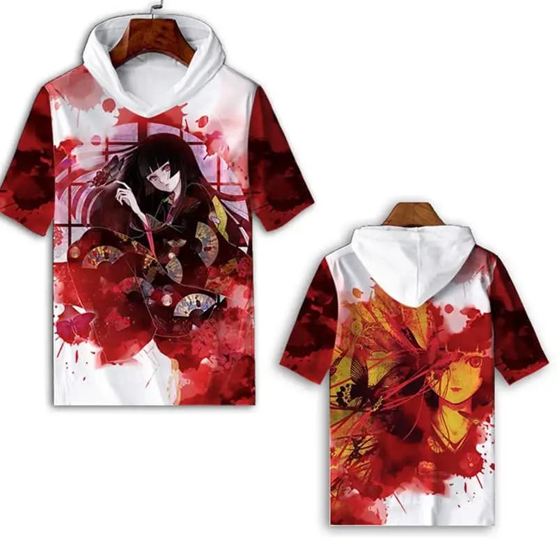 Nuova T-shirt da uomo a maniche corte con stampa Hell Girl, alla moda, in fibra di poliestere, con personaggio dei cartoni animati, unisex, comoda e traspirante