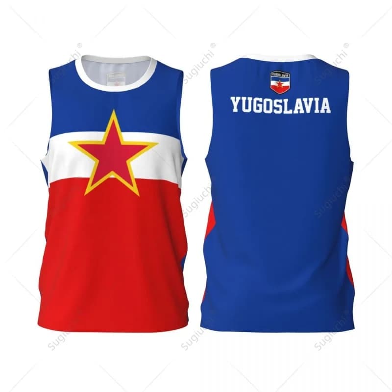Yugoslavia Flag Pattern Tank Tops For Men Basketball Sports Run 3D Printed Tops Summer Casual Loose Street Tees Round Neck Vest