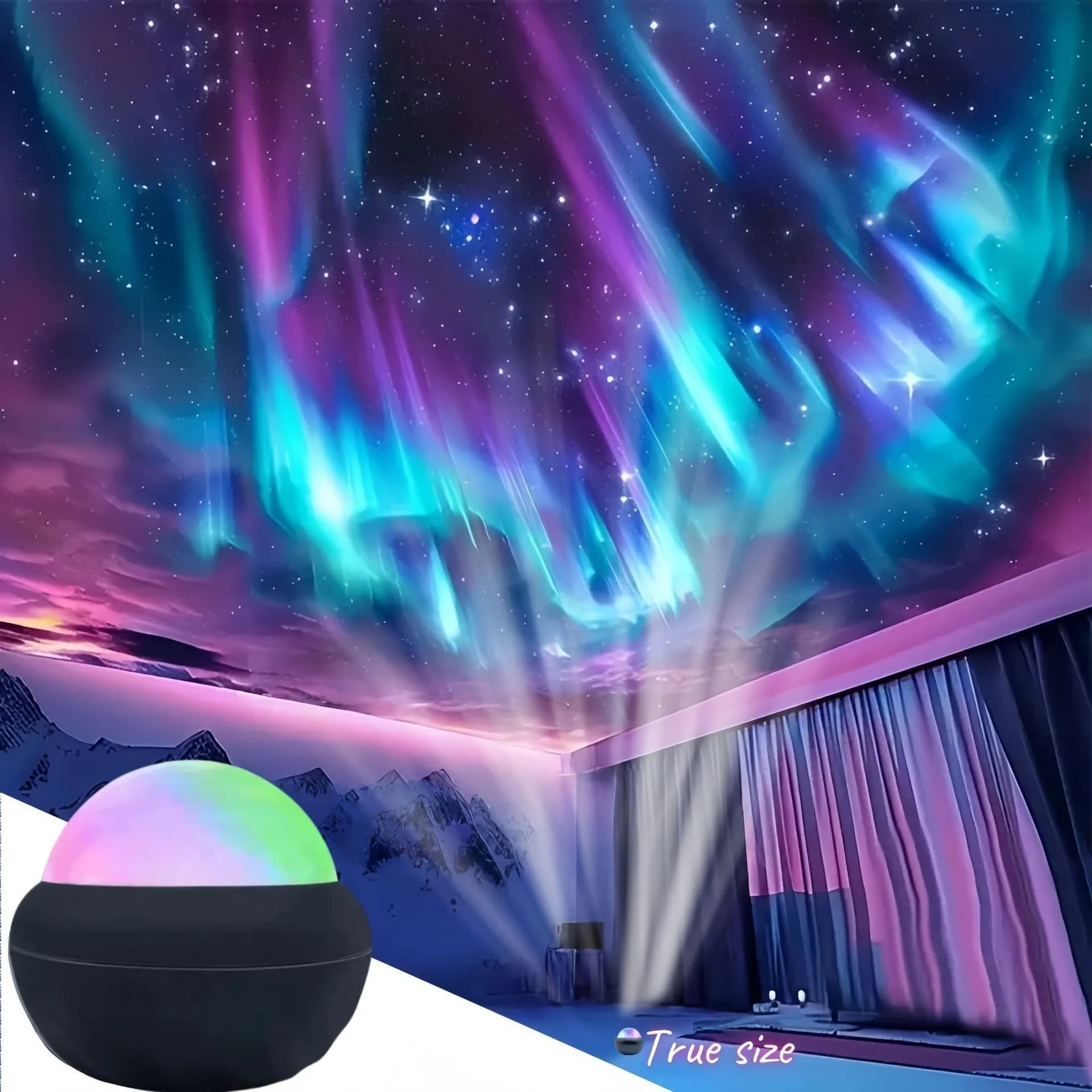 Control USB LED Galaxy Projector Lamp 360° Auto Rotating Ball Atmosphere Night Lights Remote Northern Light for Room Party Decor