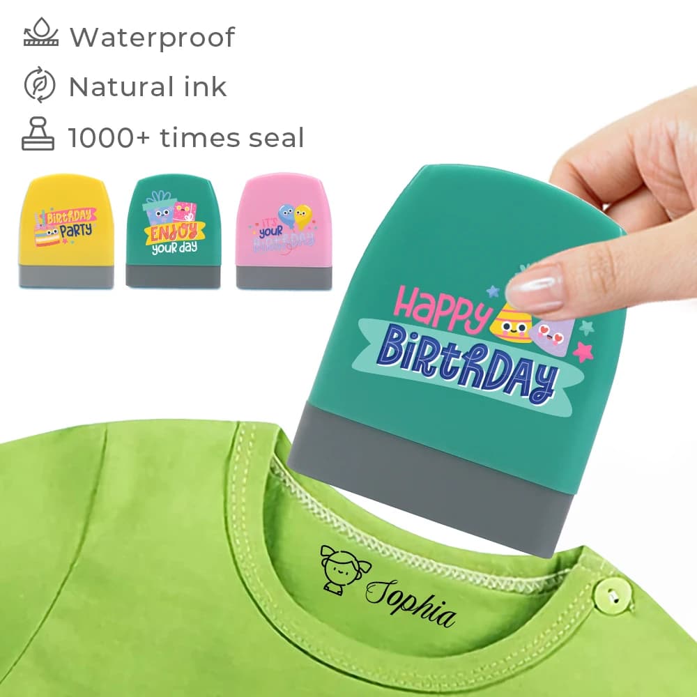 1 pcs Custom stamp with custom name Birthday template Stamp with custom name Stamp with stamp name with logo fabric stamp name