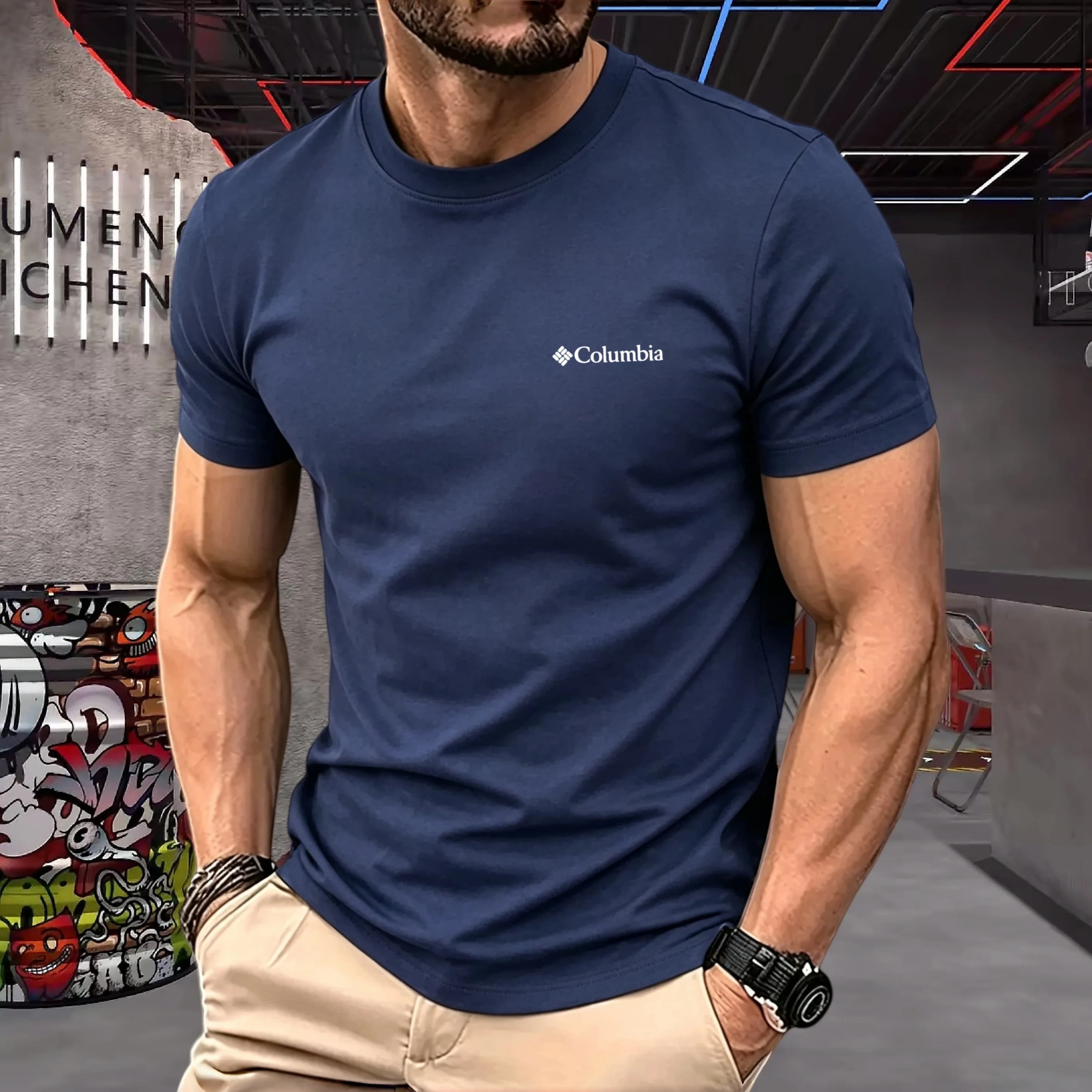 T-shirt da golf da uomo di lusso ricamata con logo, 100% cotone puro, girocollo a maniche corte, moda estiva, marca di alta gamma 2026