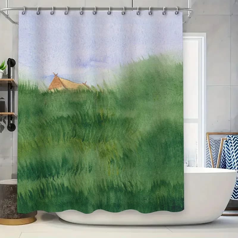 Tenda da doccia per gatti blu Tessuto decorativo impermeabile Accessori per il bagno di casa per bambini Bagni Blu Verde Rosso Giallo Arancione P