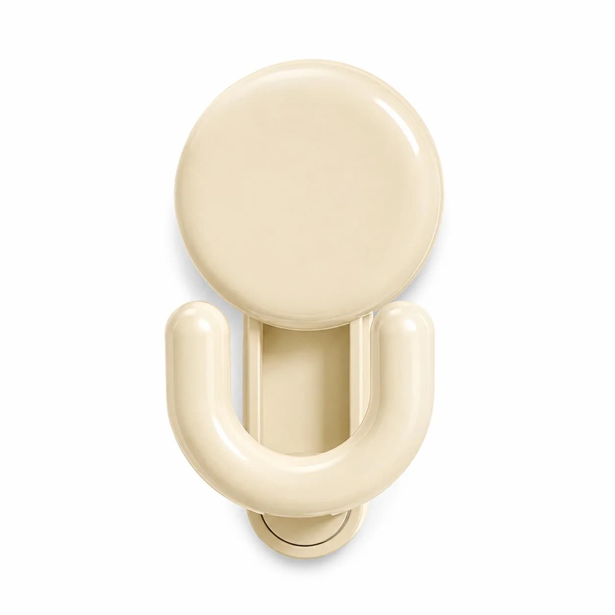 Cream White No Drill Suction Cup Double Hook Wall Mounted Plastic Holder for Bathroom Kitchen Towel Sponge Home Organizer