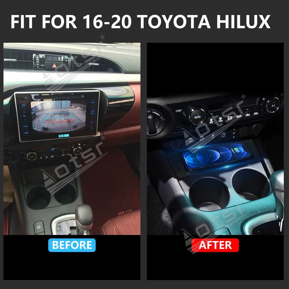 Caricabatteria per auto wireless intelligente per Toyota Hilux 2016-2020 Accessorio per caricabatteria per telefono automatico a ricarica rapida per dispositivo mobile per auto