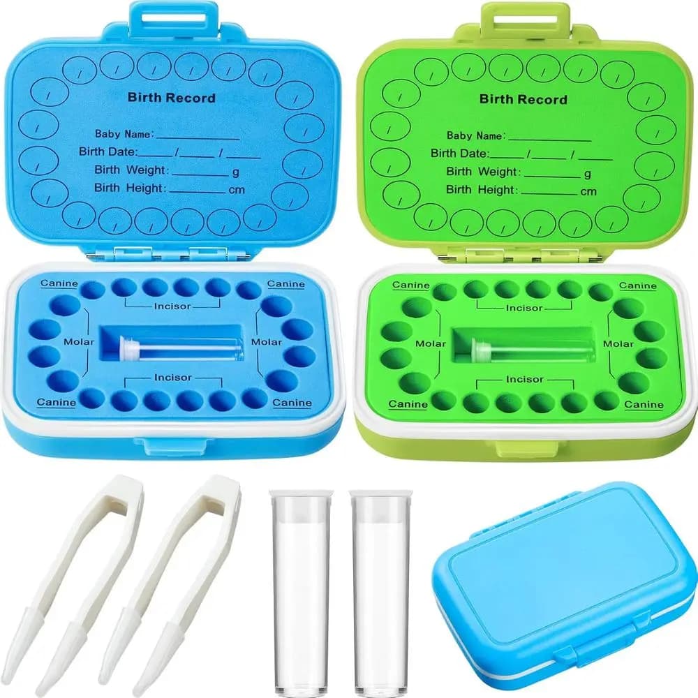 2 Pieces Box Door Tooths PP, Container Organizer for Children's Tooths, for Dead Tooths, Cute for the Collection of Children's Denties