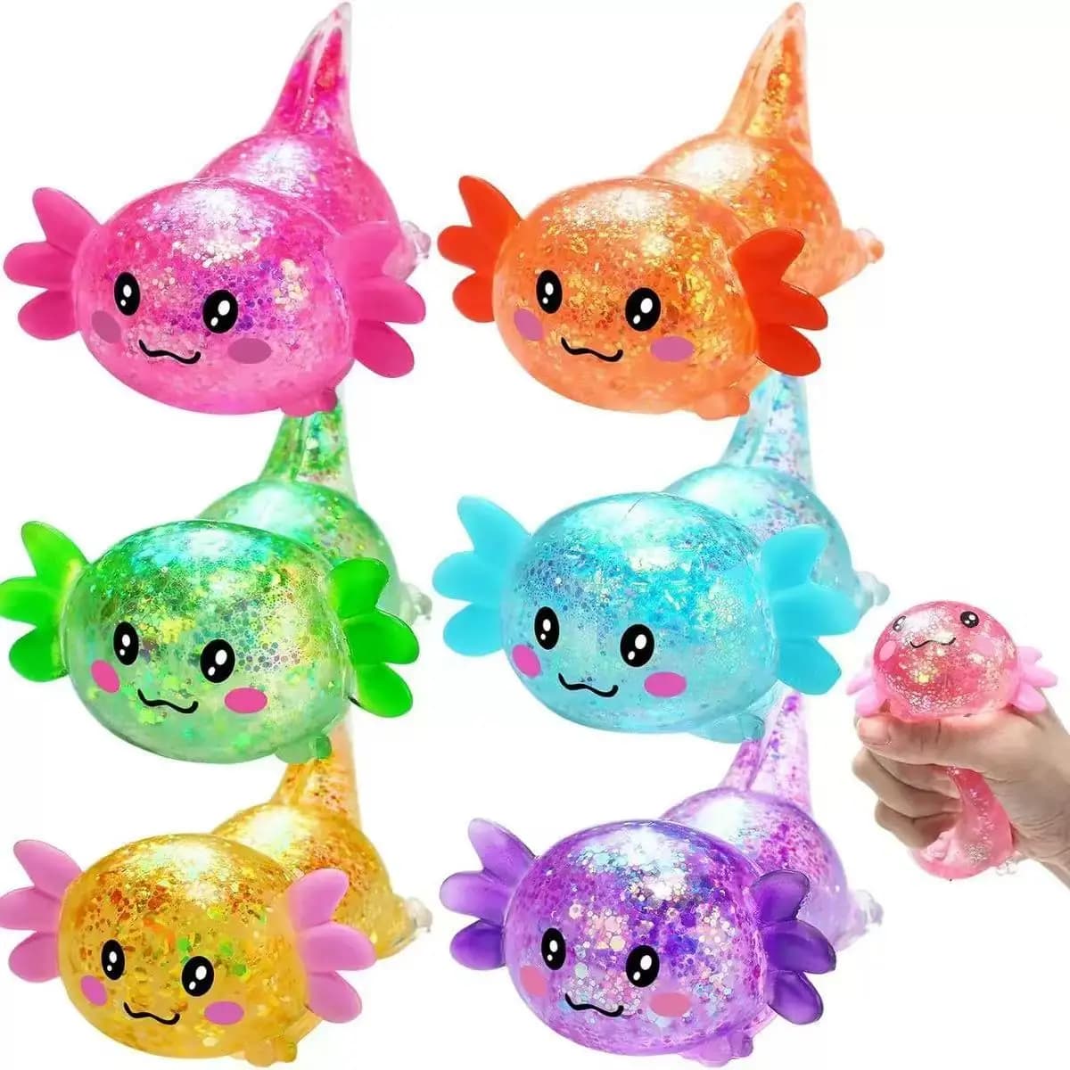 Giocattolo Squishy Axolotl, Simpatico Giocattolo Antistress a Lenta Risalita, Morbido Giocattolo Sensoriale da Spremere per Bambini e Adulti, Pallina Antistress per Ansia e Concentrazione
