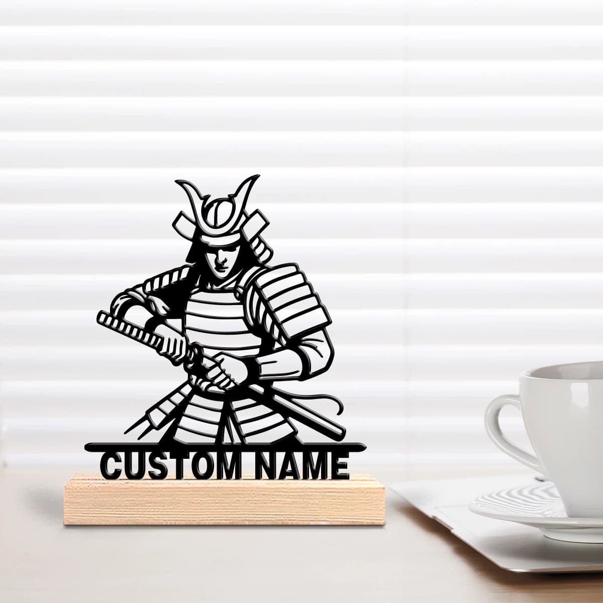 Statua in Metallo Personalizzata di Samurai Giapponese con Base in Legno, Decorazione da Tavolo, Gioco da Tavolo Strategico