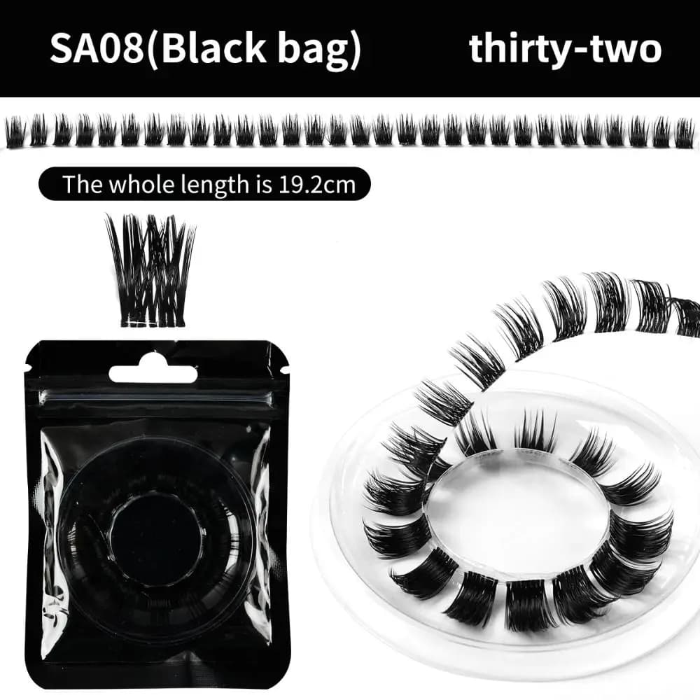 Ciglia Finte Segmentate Effetto Visone Sottile, Ciglia Finte Voluminose e Allungate, Ciglia 3D Spesse Fai da Te per Feste