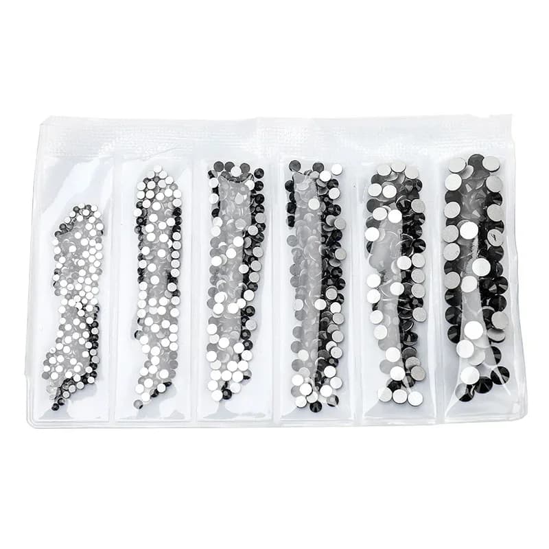 SS4-16 6 dimensioni vetro bianco nero strass flatback dimensioni miste decorazione nail art pietre gemme lucide manicure accessori fai da te