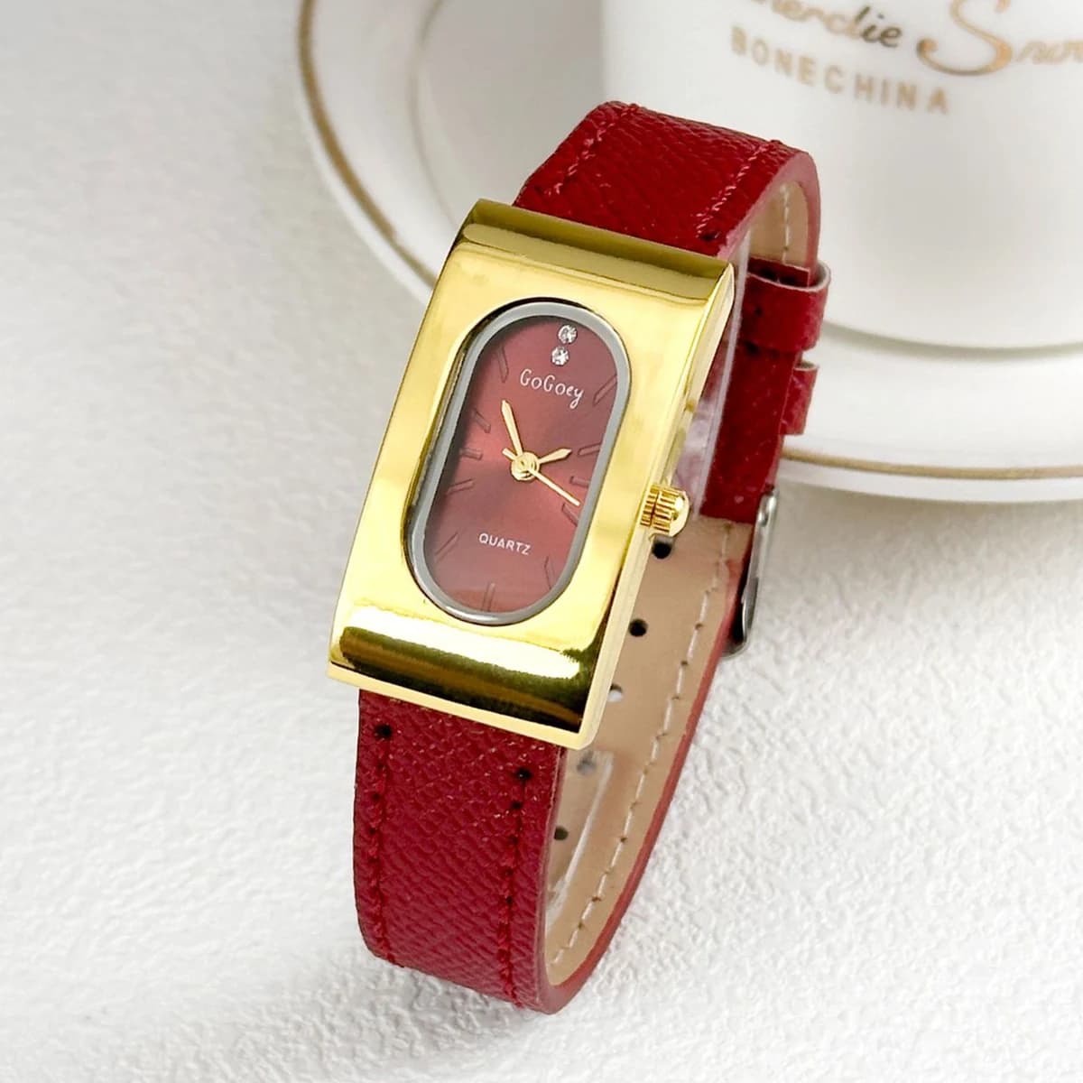 Orologio da donna di marca di lusso Orologio al quarzo con quadrante rettangolare semplice Orologio da polso con cinturino in pelle semplice Regalo da donna Dropshipping Relogio