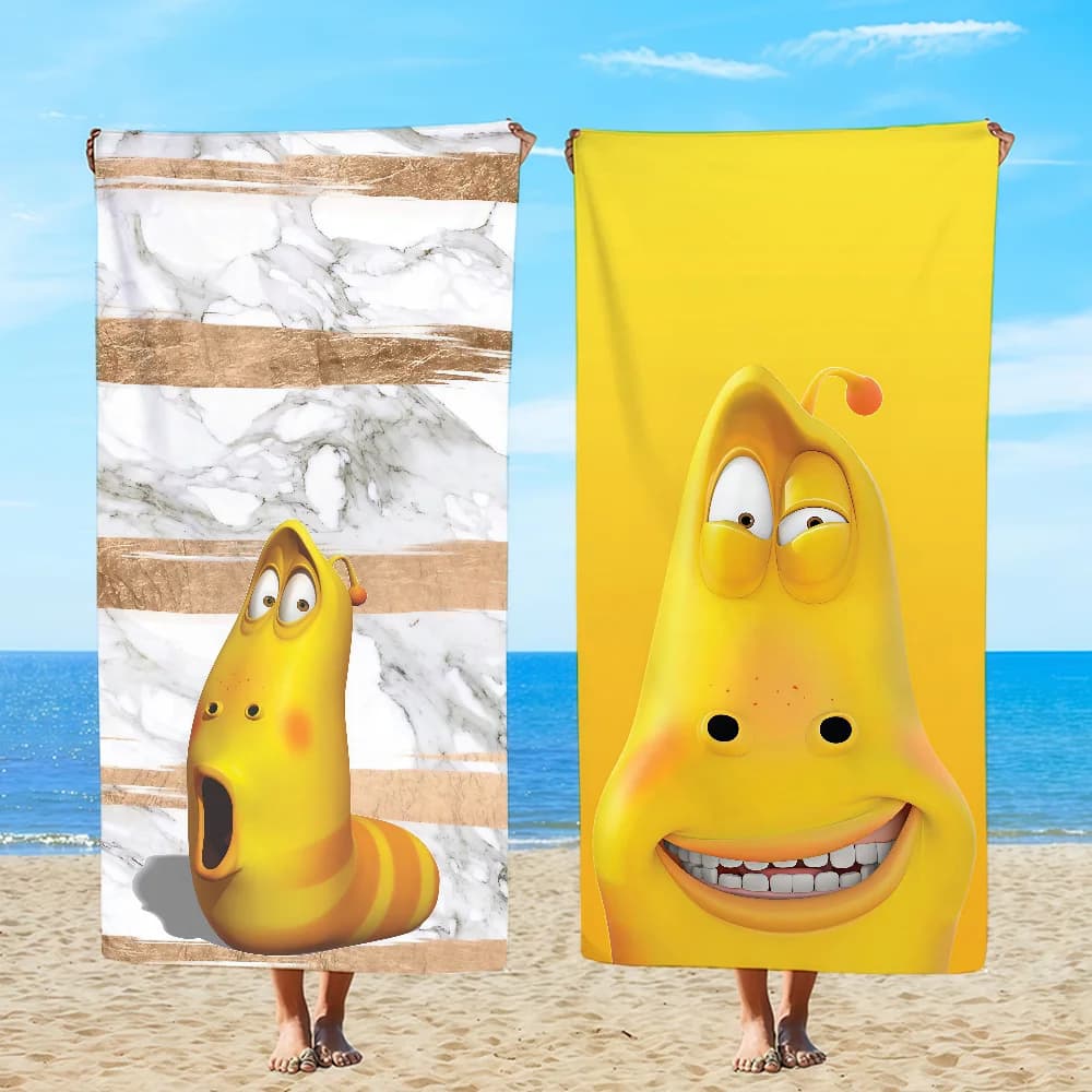 Cute Fabric Bathrobe L-LarvaS-ES, Fast Drying, Lightweight, Portable, for Camping, Pool, Travel, Design Cartoon