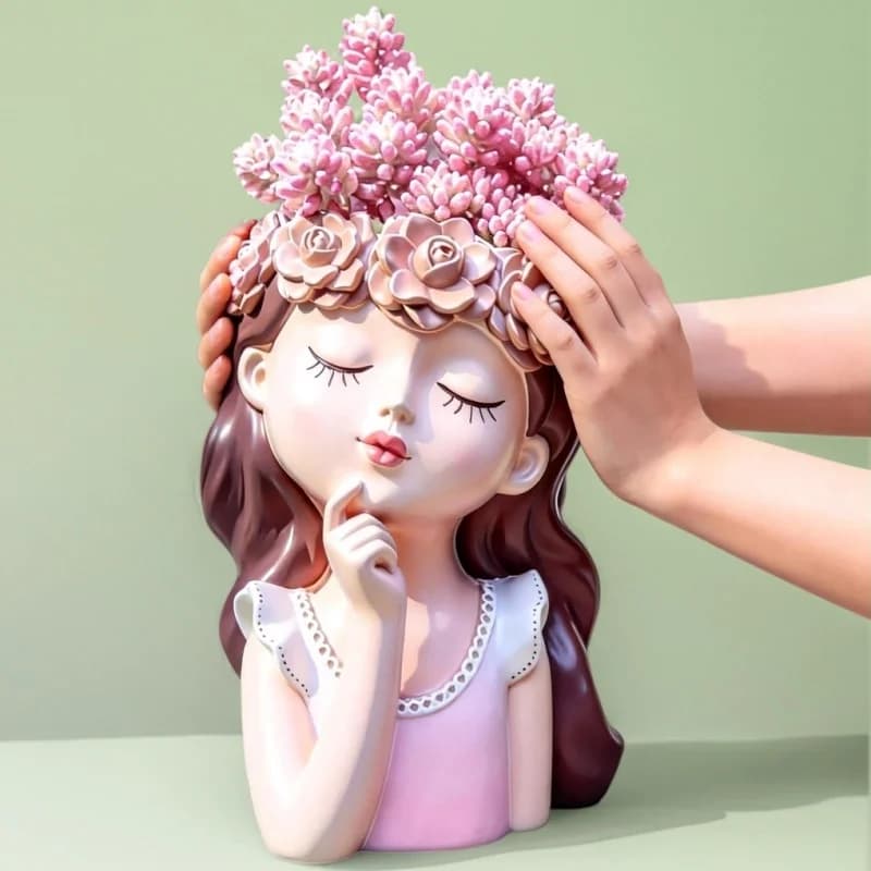 Large Fairy Girl Flower Pot Silicone Mold, Concrete Planter for Cactus & Succulents, DIY Home Decor Craft Tool