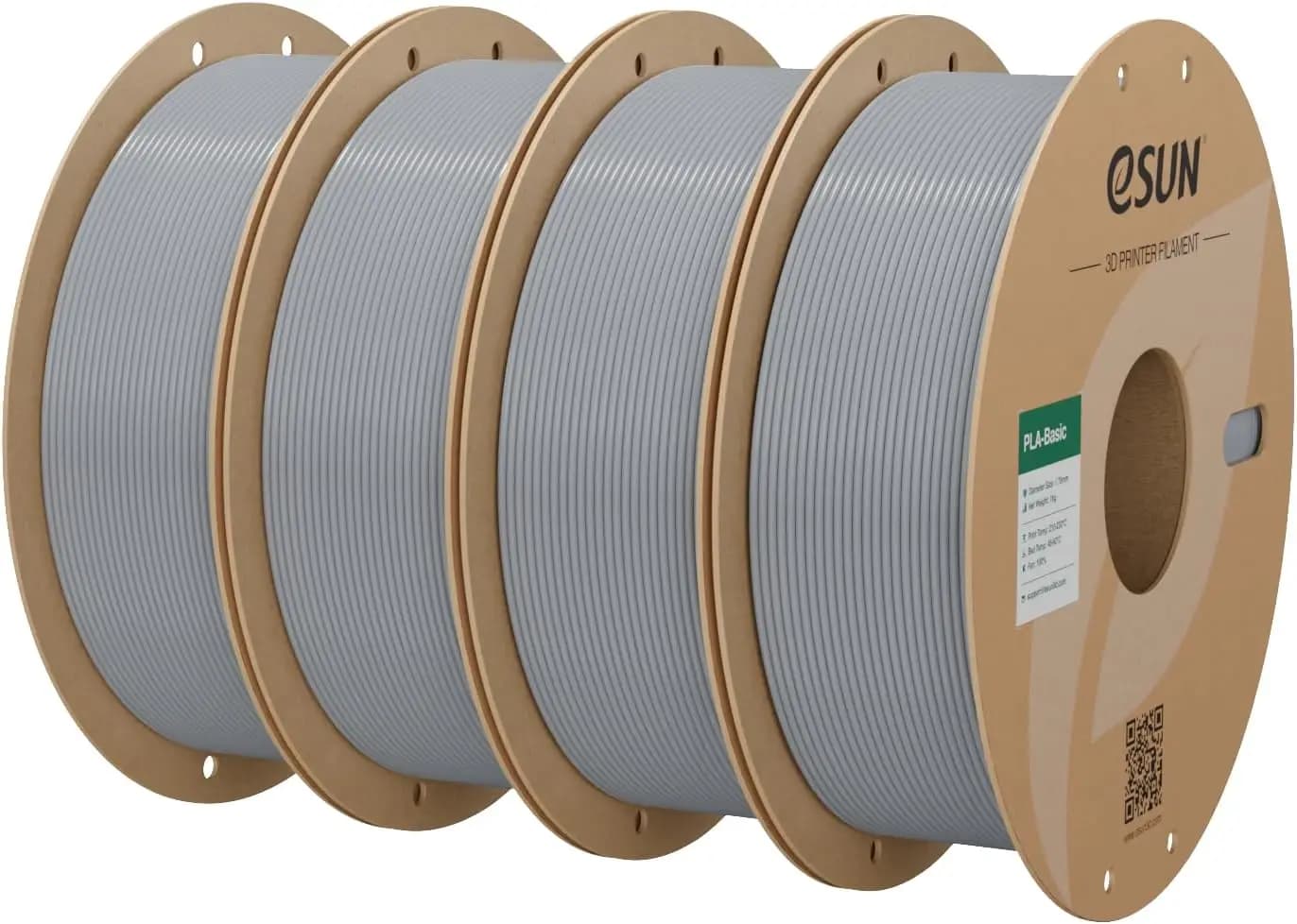 High Speed PLA Filament 1.75mm, 1KG Spool, 4 Spools Pack, Silver - Fast Printing 3D Printer Filament