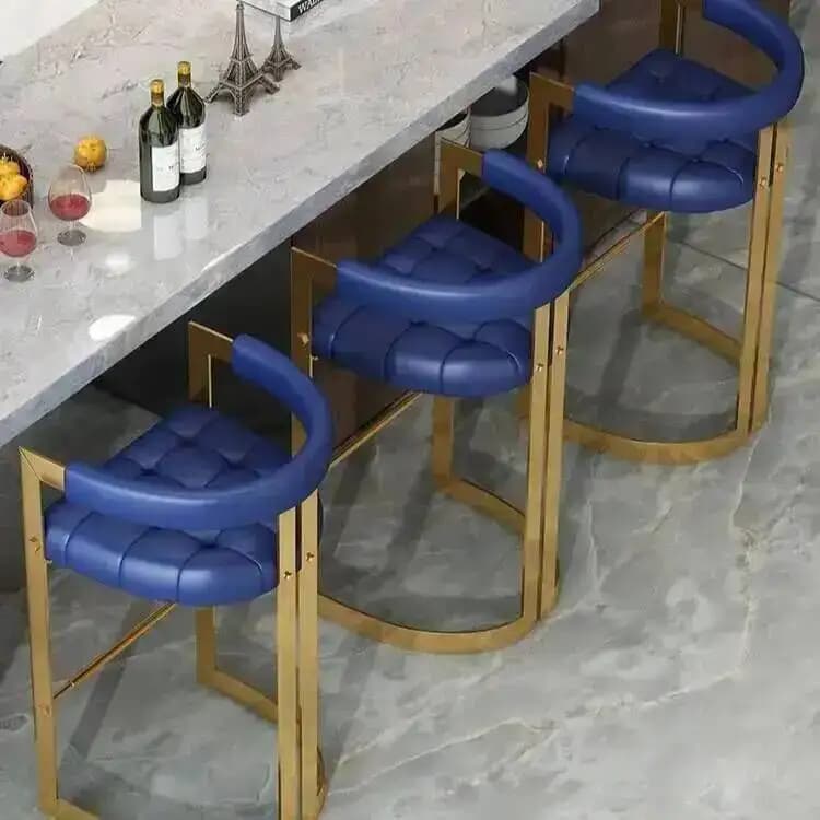 Backrest Dining High Stool with Luxury Kitchen Island Upholstered Cushion Minimalist Table Home Chair Bar High Stool
