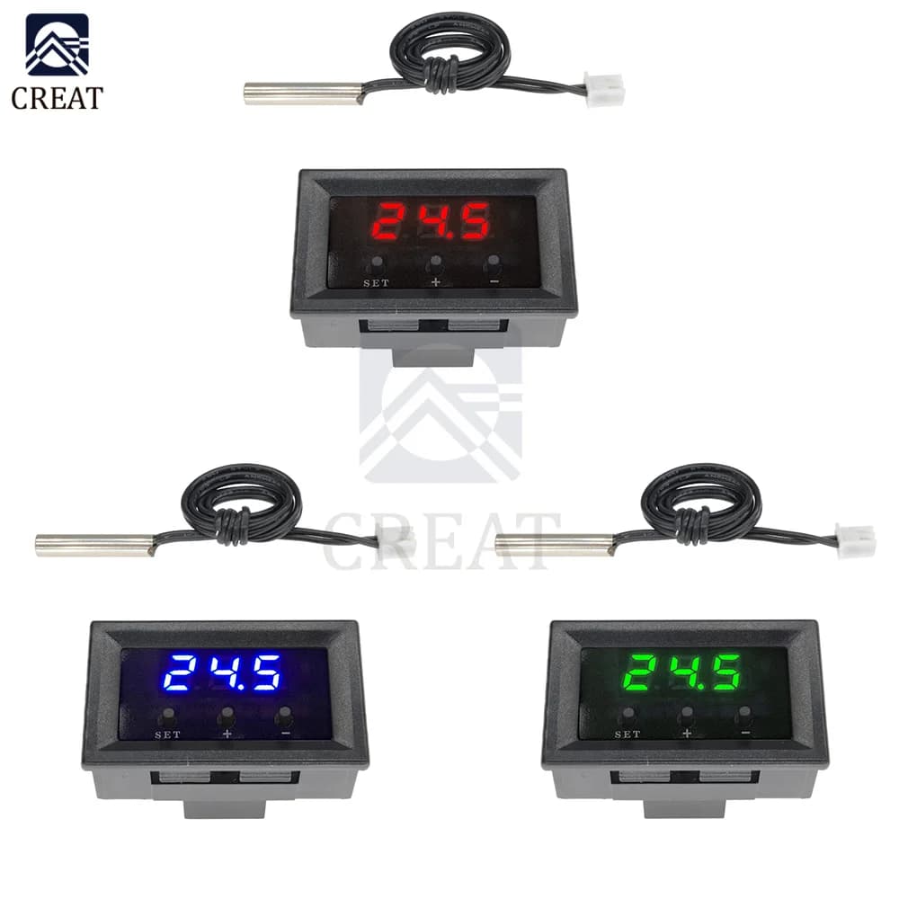 W1209 DC 12 V termostato termometro temperatura 3 colori LED Display digitale con Tester di temperatura del cavo di temperatura