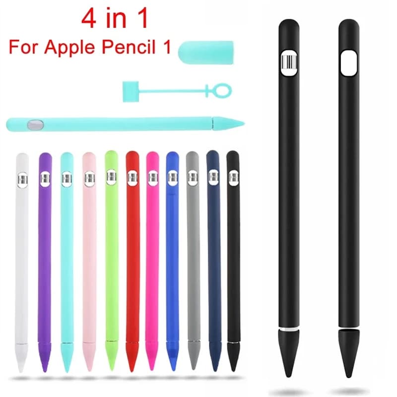 Cover per iPad Tablet Touch Pen Custodia protettiva per stilo Custodia protettiva in silicone morbido colorato 4 in1 per Apple Pencil 1a generazione