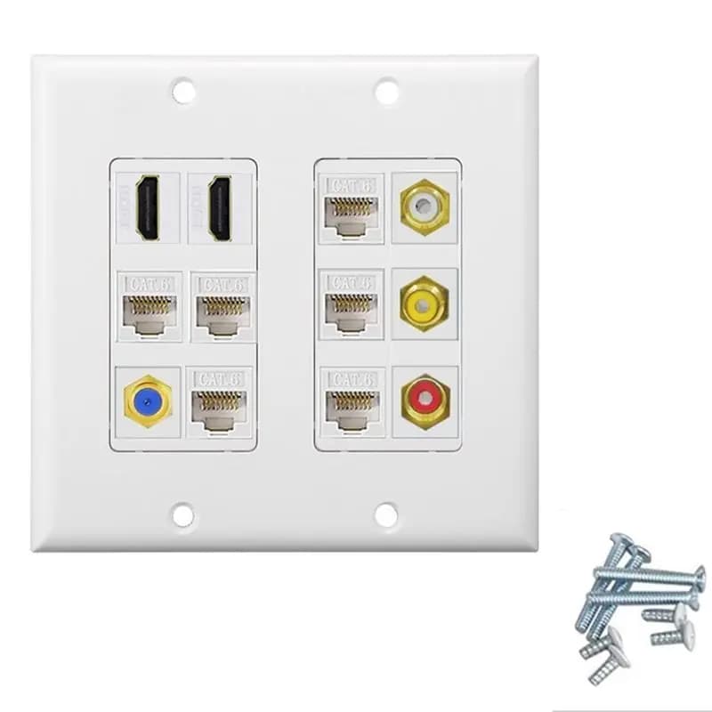 Adattatore Keystone 3RCA HDMI Compatibile con Cavo di Rete Categoria 6 e TV Coassiale F-Head, Multimediale ad Alta Definizione per Pannello Americano