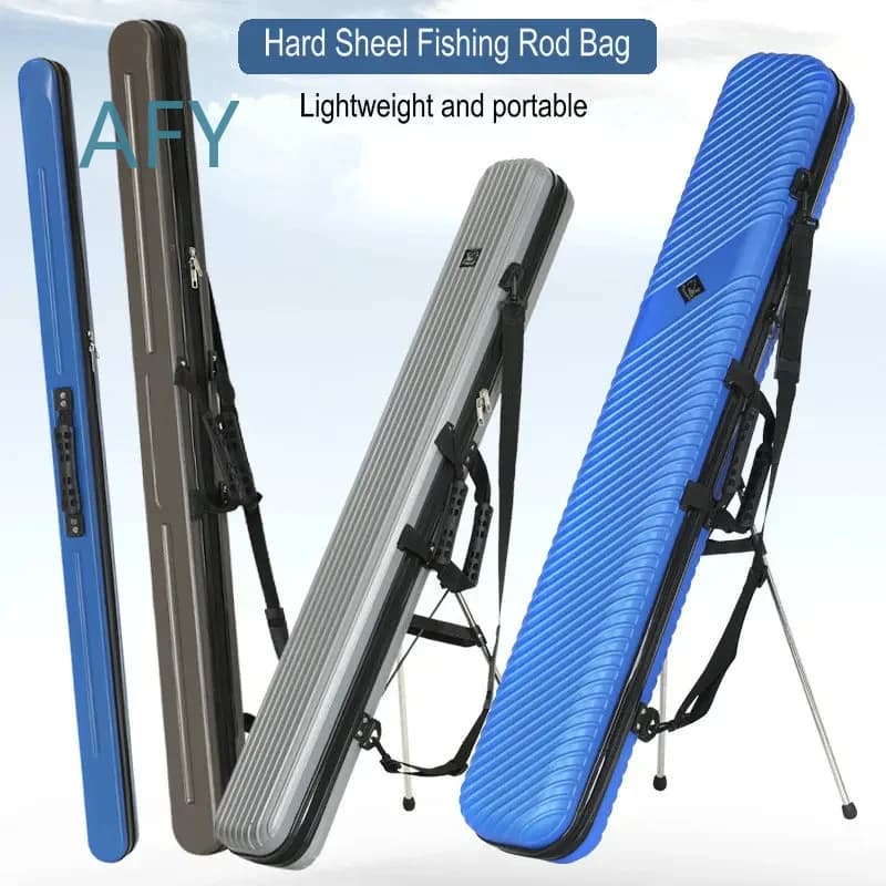 Portable Fishing Tackle Bag for Fishing Rods 1.25 M Hard Shell Waterproof Large Capacity Gear Box Sea Rod Storage Case for