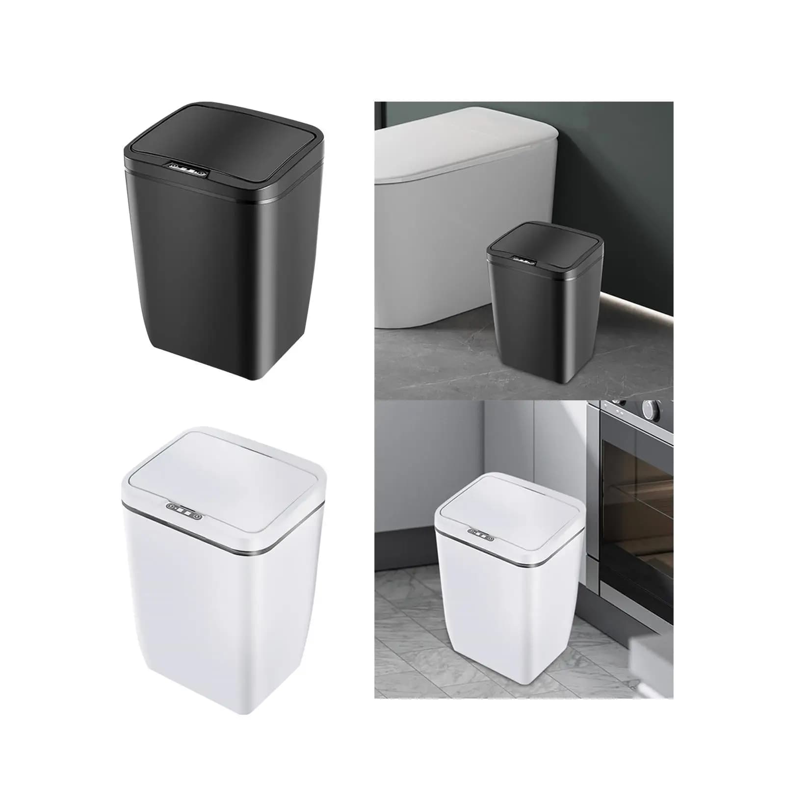 Touchless Trash Can Rubbish Bin Space Saving Wastebasket 12L Bathroom Trash Cans