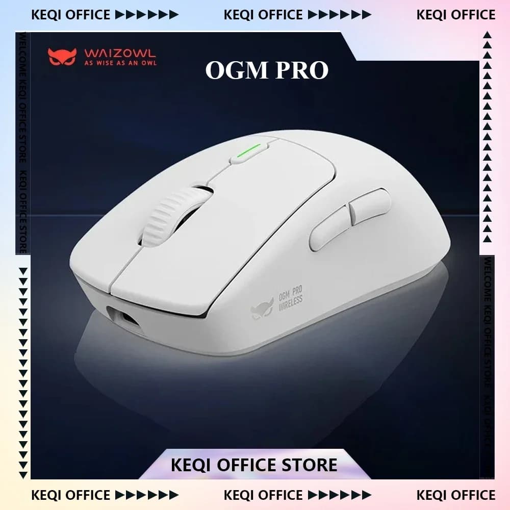 Mouse wireless Waizowl OGM Pro Design ergonomico Leggero Tri-mode PAW3395 Accessori per laptop Mouse da gioco a lunga durata della batteria