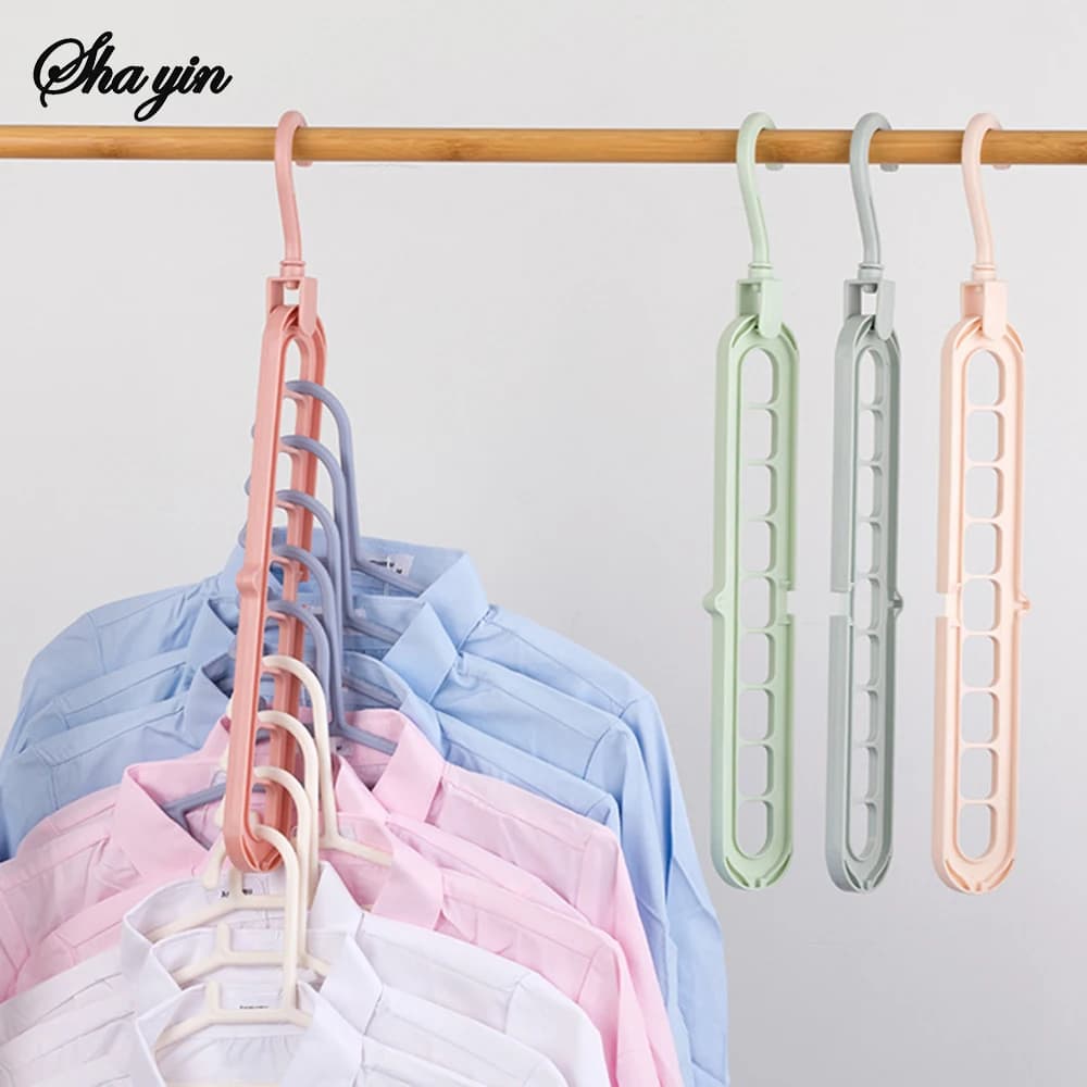 Plastic 9-Hole Foldable Hangers, Heavy Duty Space Saving Clothes Organizer Hangers, For Room, Closet, Wardrobe Home Door