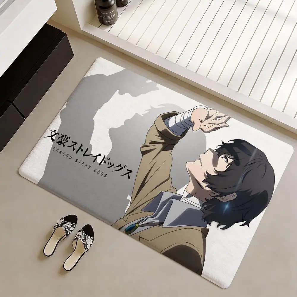 Floor Mat Anime B-Bungo S-Stray D-Dogs, soft flannel anti-slip mat, thickened carpet for living room, home decoration