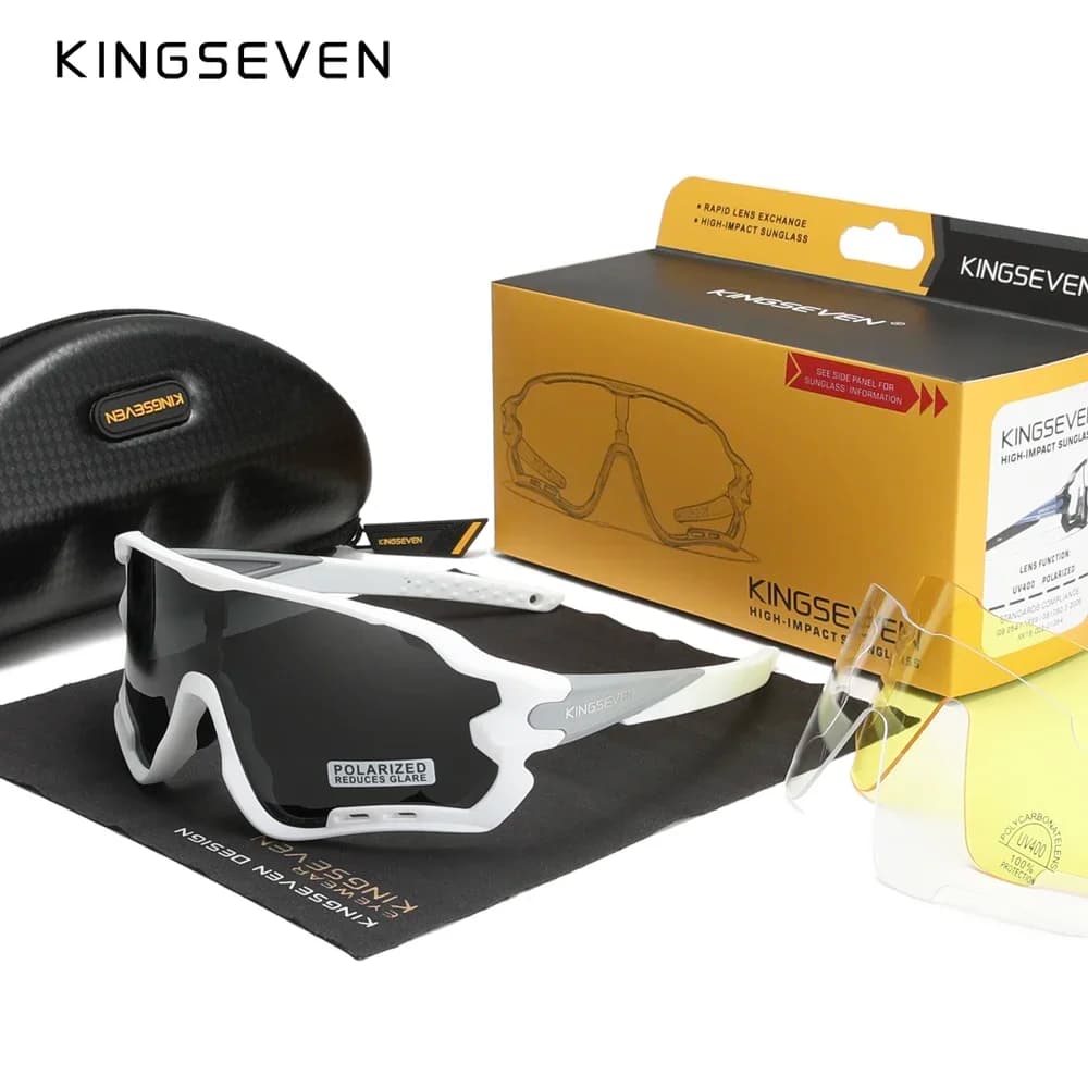 KINGSEVEN Trend Uomo Occhiali da sole Anti-UV Occhiali da ciclismo per bicicletta da montagna Donna Occhiali da equitazione Montatura grande 3 lenti Unisex
