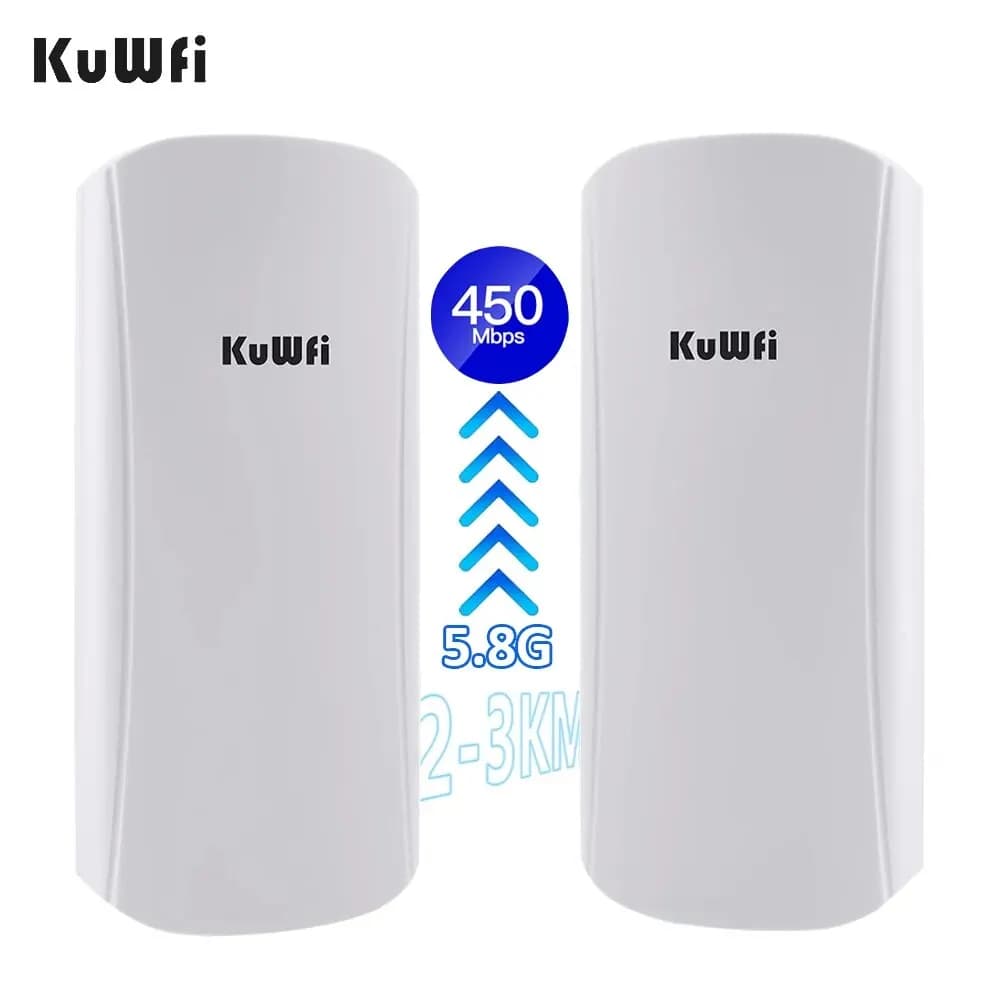 KuWFi 5.8G 450Mbps Ripetitore Wifi Esterno Router Wifi CPE Extender A Lungo Raggio Punto di Accesso AP Antenna 12dbi Ponte Wireless