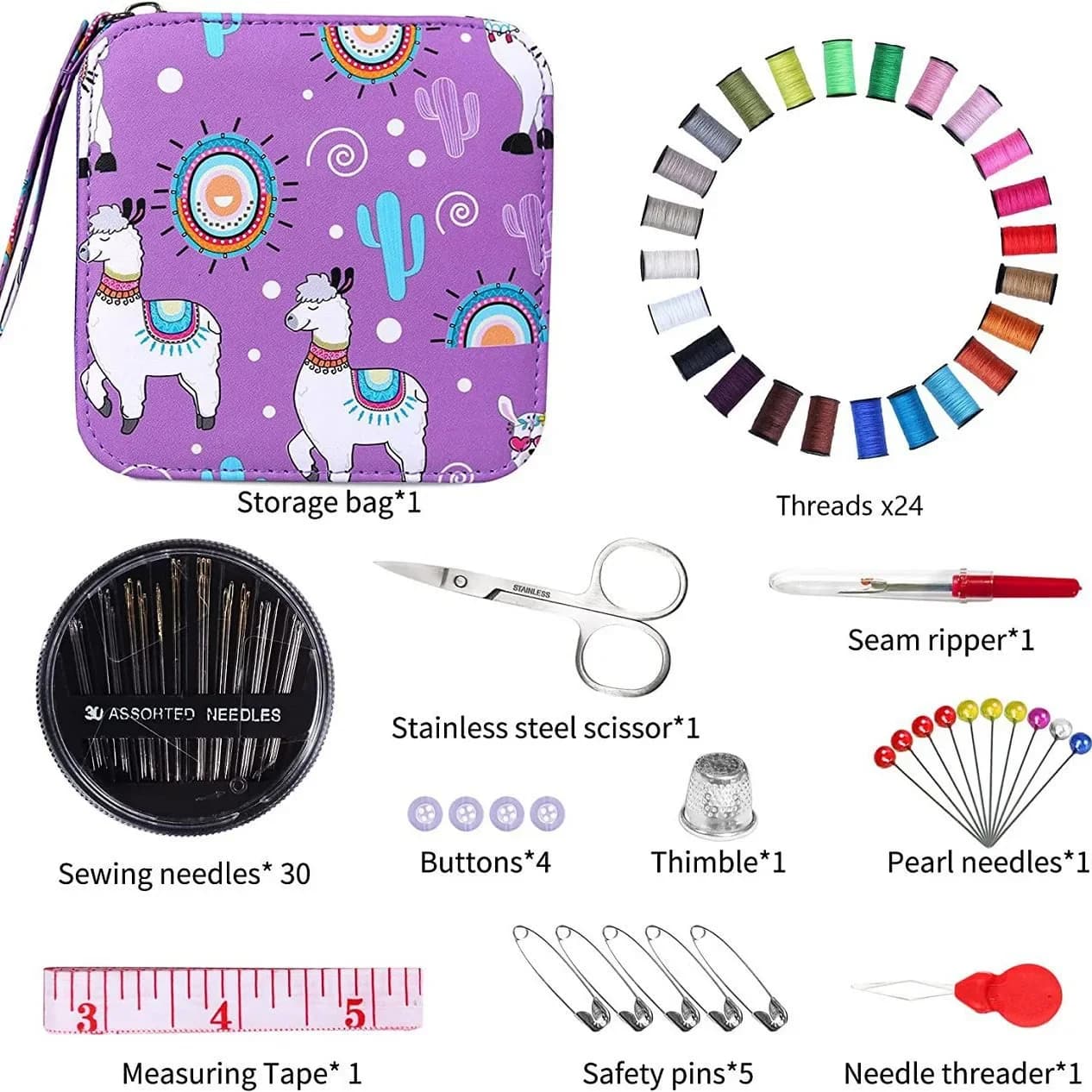 Set da 79 Pezzi 2024 Nuovo Kit da Cucito Multifunzionale alla Moda, Scatola Organizer Portatile per Cucito Domestico