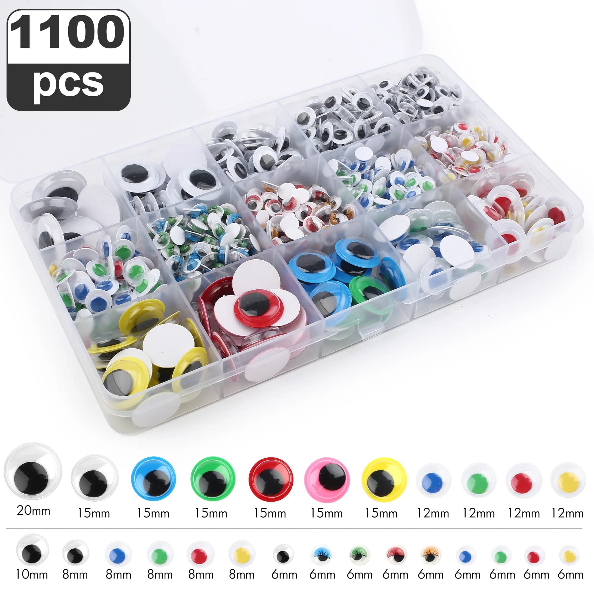 1100 pz Autoadesivi Googly Wiggle Eyes per FAI DA TE Scrapbooking Artigianato Progetti Bambole FAI DA TE Accessori Occhi Giocattoli Fatti A Mano