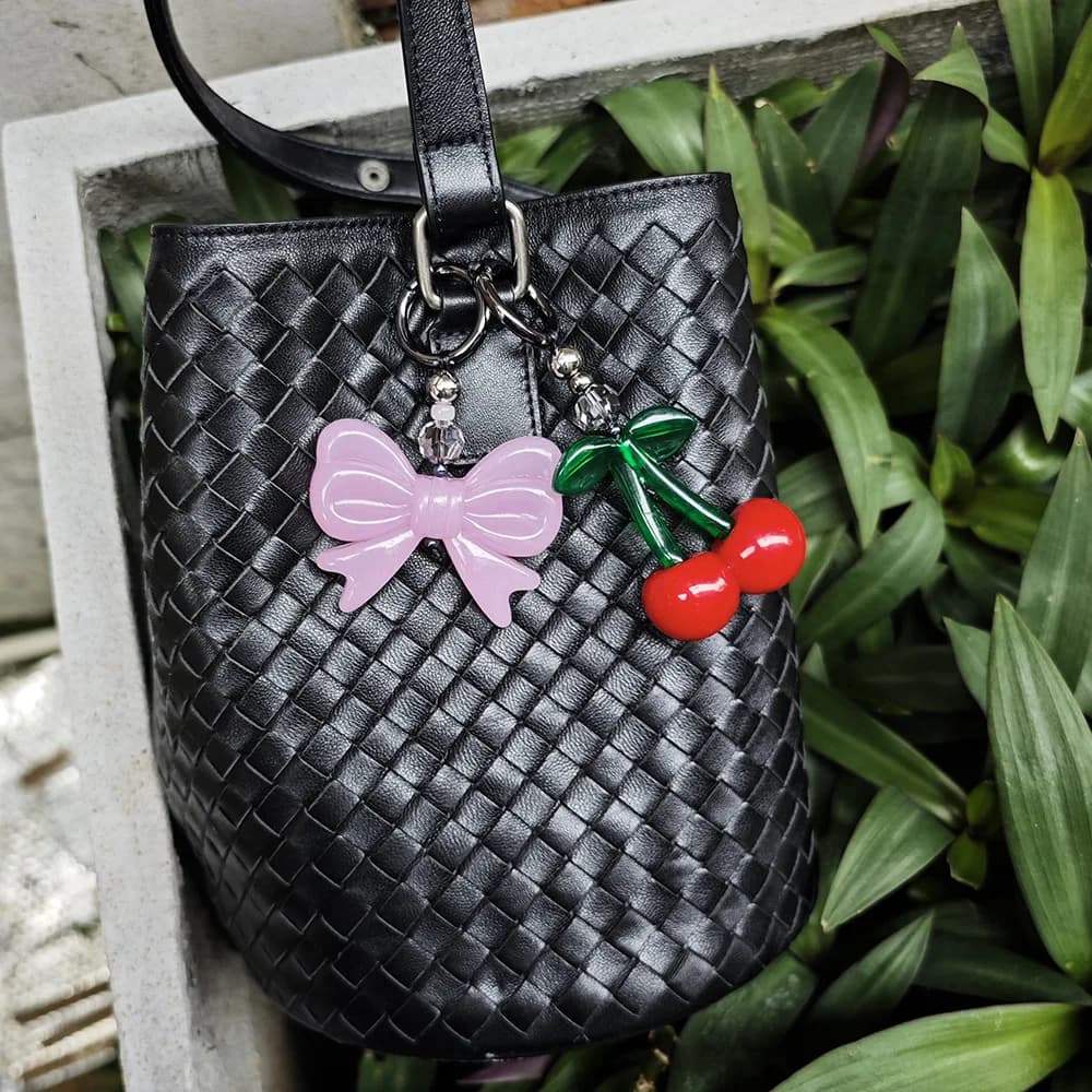 HERLOOK Big Cherry Bag Charm Keychain Bowknot Pendant Y2K Cute Bag Accessories Gift for Teen Girls Birthday