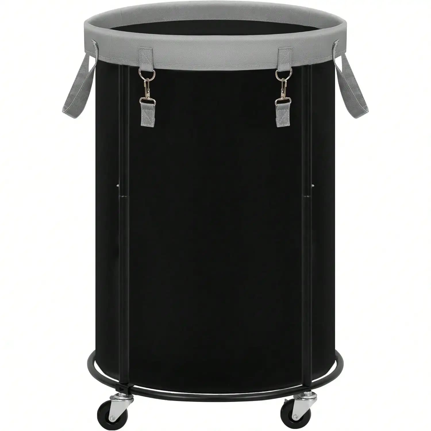 STORA MANIAC Rolling Laundry Hper With Wheels 110L Laundry Basket, Round Laundry Cart With Metal Fre And Removable Bag, Clothes
