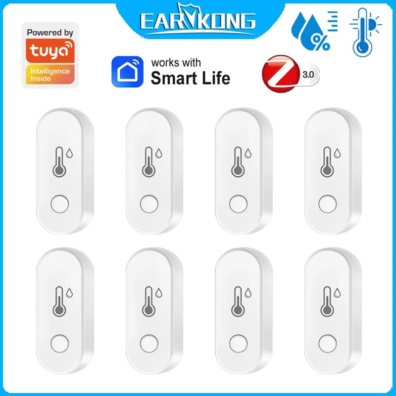 Zigbee Temperature and Humidity Sensor Works With Tuya Smart Life APP Remote Monitor Indoor Thermometer Hygrometer Alexa Google