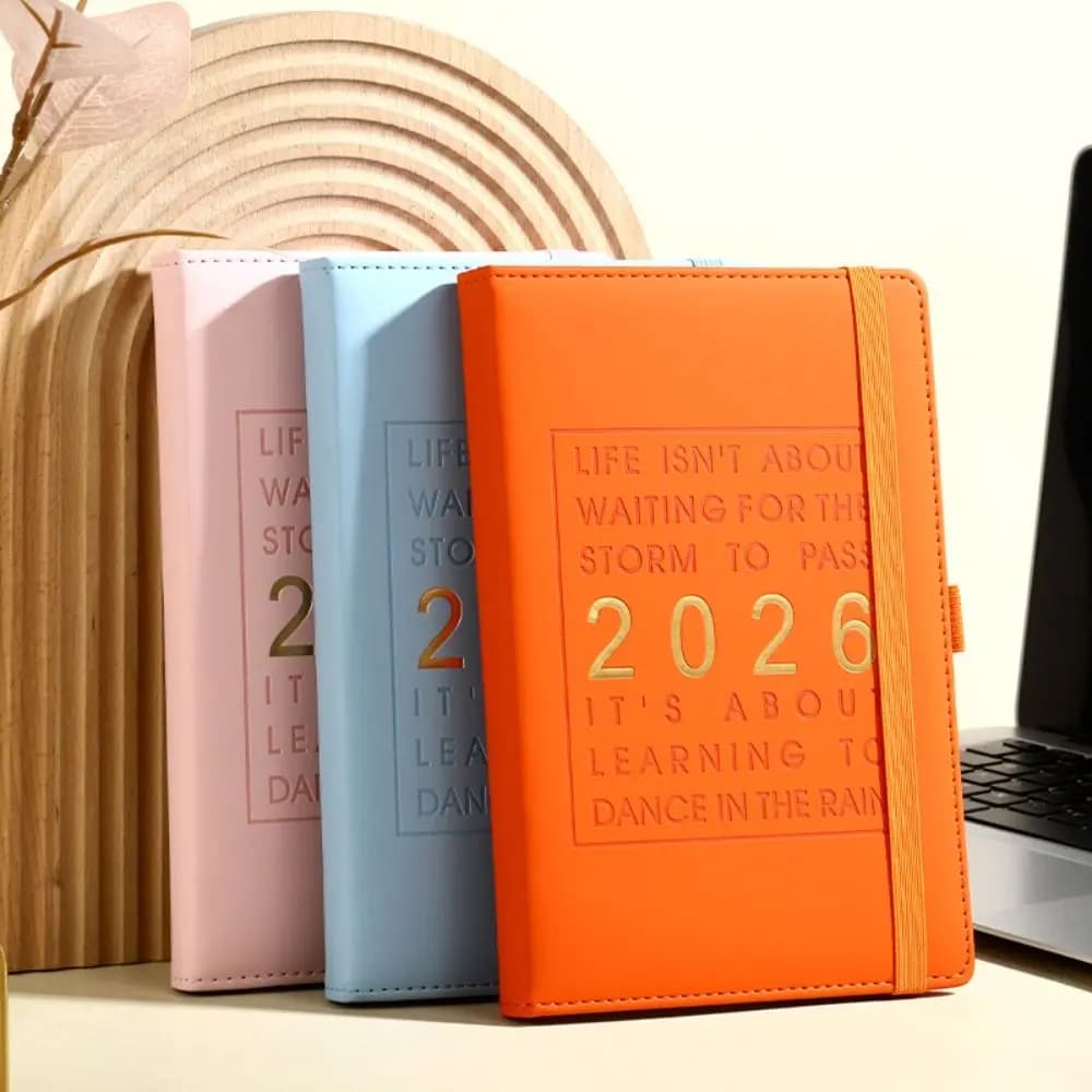 Inglese 2026 Agenda Planner Blocco note 12 mesi Segnalibro A5 Agenda Notebook di pianificazione Resistente all'usura Semplice
