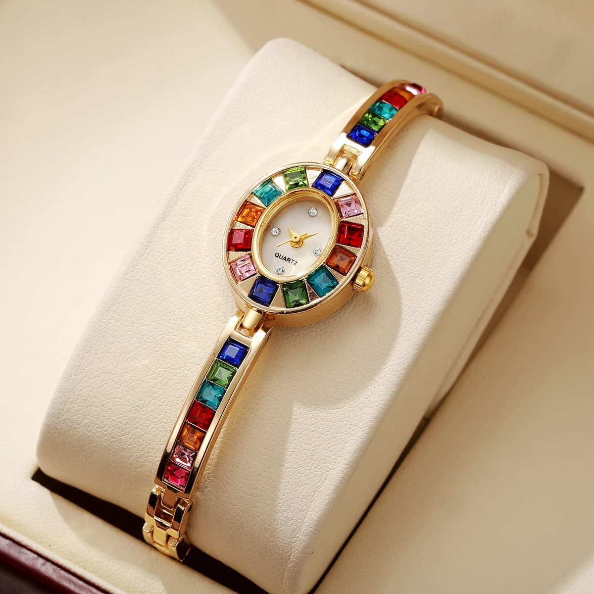 Orologi da donna di lusso con strass, cinturino alla moda, orologio al quarzo da donna, orologio da ragazza, regalo (senza scatola)
