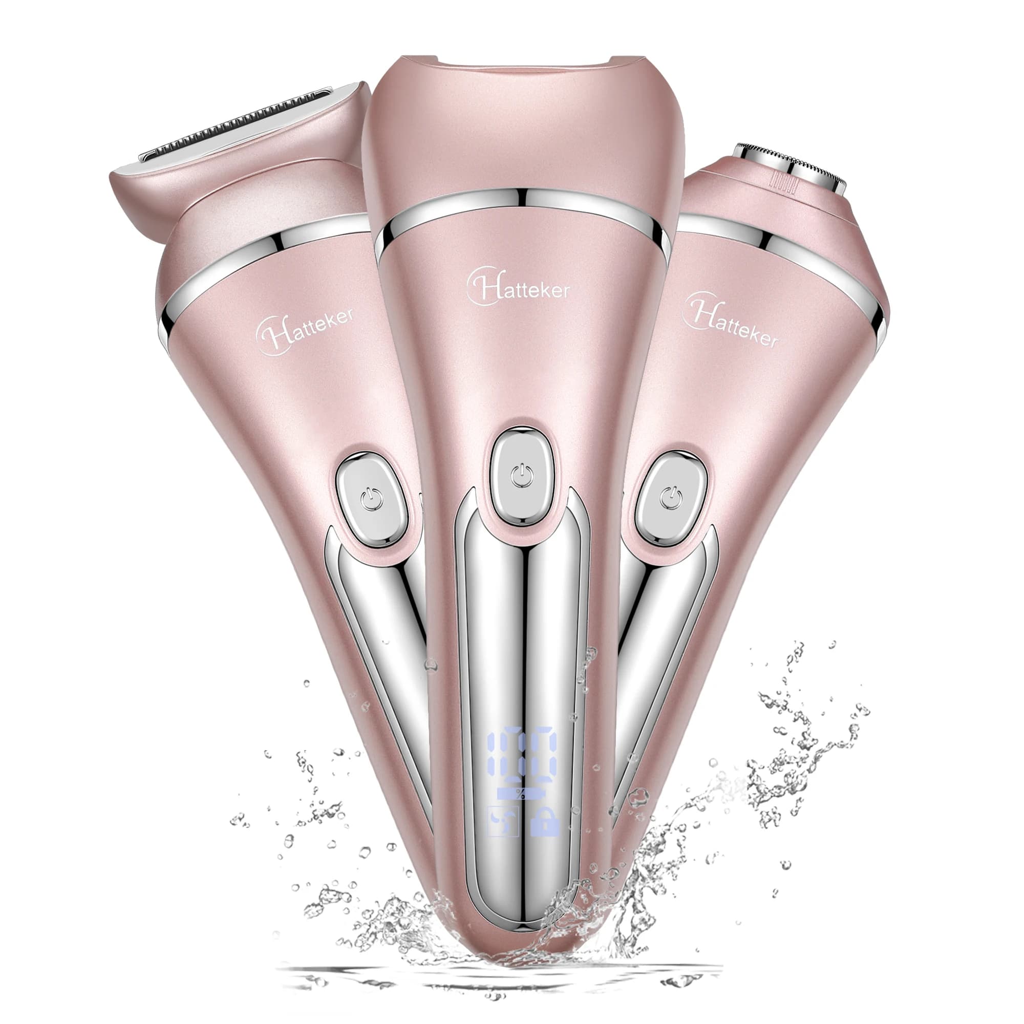 Hatteker Electrical hair removal device 3 in 1 for women, rechargeable, for bikini/arms/legs, waterproof IPX7