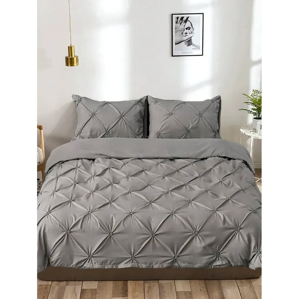 Set di biancheria da letto in poliestere con motivo a fiori intrecciati, set copripiumino e federe semplice e di lusso, adatto a tutte le stagioni