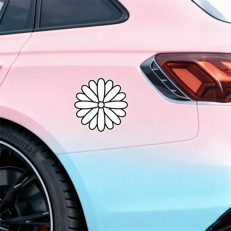 Adesivo in vinile autoadesivo impermeabile con profilo di fiore a margherita per auto, moto, bici, casco, laptop, decorazione