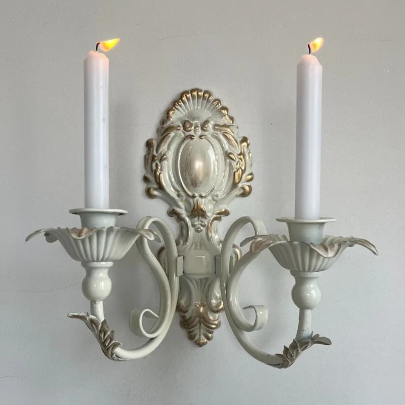 Candeliere da parete antico in ferro Decorazione da parete nostalgica Lampada da parete per la casa in stile nordico Portacandele decorativo di lusso